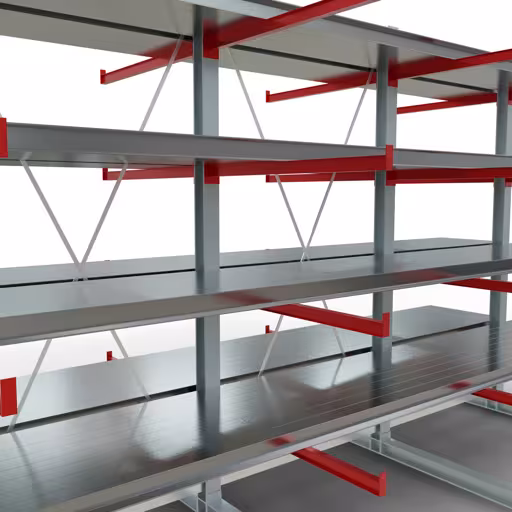 Immagine aggiuntiva dell'articolo Scaffale completo K 6000, bifacciale, 3000 x 4500 x 2x 1250 mm, RAL 7001 / RAL 3000, 5 livelli di stoccaggio in K6000 per merci pesanti