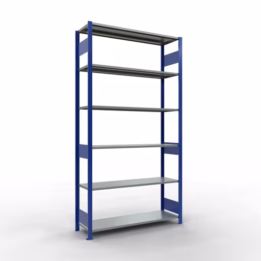 Image du produit n° 13 de l'article étagère de base, système enfichable MULTIplus150, 2500 x 1300 x 400 mm, 6 étagères, RAL 5010 bleu gentiane/galvanisé de la gamme de produits système enfichable de la marque Schulte Lagertechnik