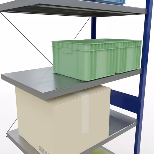 Immagine aggiuntiva dell'articolo Scaffale aggiuntivo, scaffale MULTIplus250 sistema a innesto, 3000 x 1000 x 600 mm (AxLxP), 7 ripiani, traversa, RAL 5010 blu genziana/zincato da scaffale aggiuntivo
