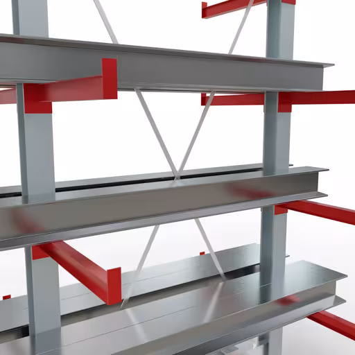 Figura n. 11 dell'articolo Scaffale completo K 3000, bilaterale, 2500 x 1300 x 600 mm, RAL 7001 / RAL 3000, 5 livelli di stoccaggio del gruppo di prodotti scaffalature cantilever della marca Schulte Lagertechnik