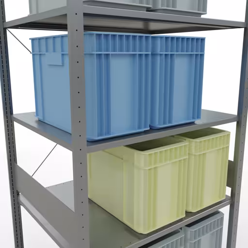 Image du produit n° 15 de l'article étagère de base, étagère, système enfichable MULTIplus150, 3000 x 1000 x 800 mm (HxLxP), 7 étagères, traverse, galvanisé Figure n° 15 de l'article étagère de base, système d'étagères enfichables MULTIplus150, 3000 x 1000 x 800 mm, 7 étagères, galvanisées du groupe de produits système enfichable de la marque Schulte Lagertechnik