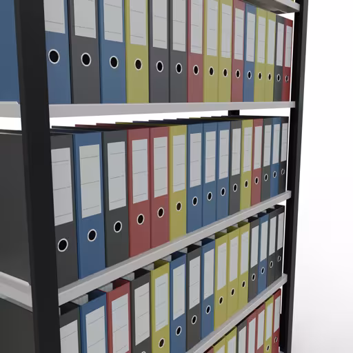 Figure n° 10 de l'article étagère de base, système d'étagères de bureau MULTIplus85, 2000 x 1300 x 300 mm (HxLxP), 6 étagères, noir/gris clair de la gamme d'étagères de bureau de Schulte Lagertechnik