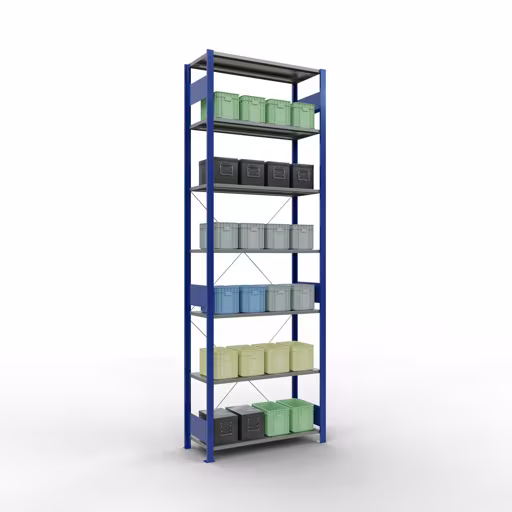 Étagère de base, étagère, système enfichable MULTIplus150, 3000 x 1000 x 400 mm, 7 étagères, RAL 5010/galvanisé de la marque Schulte Lagertechnik de la gamme de produits du système enfichable
