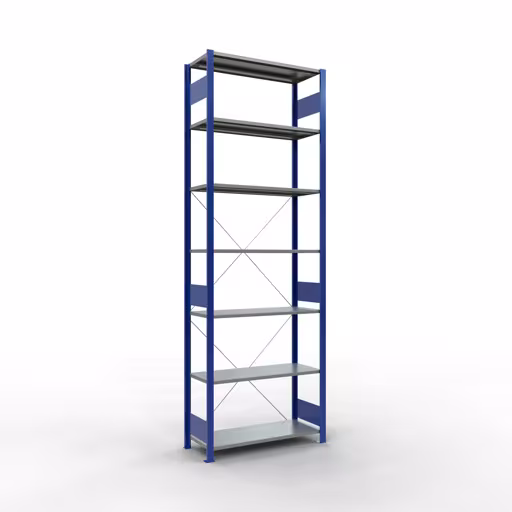 Figure n° 14 de l'article étagère de base, système d'étagères enfichables MULTIplus85, 3000 x 1000 x 400 mm, 7 étagères, traverse, RAL 5010 bleu gentiane du groupe de produits système enfichable de la marque Schulte Lagertechnik