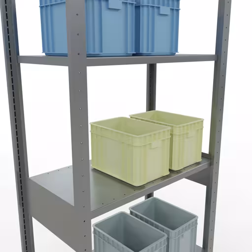 Scaffale base, scaffale, sistema a innesto MULTIplus150, 2500 x 750 x 400 mm (AxLxP), 6 ripiani, barre longitudinali, zincato con l'articolo n. 12741-75-LR Scaffale base, scaffale, sistema a innesto MULTIplus150, 2500 x 750 x 400 mm (AxLxP), 6 ripiani, barre longitudinali, zincato di Schulte Lagertechnik della categoria Sistema a innesto