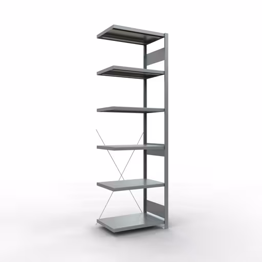 Rayonnage supplémentaire, étagère, système enfichable MULTIplus250, 2500 x 750 x 500 mm (HxLxP), 6 étagères, traverse, galvanisé, étagère supplémentaire, réf. 12956-75