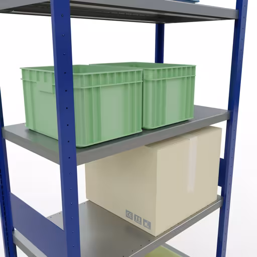Figure n° 15 de l'article étagère de base, étagère, système enfichable MULTIplus330, 3000 x 1000 x 500 mm, 7 étagères, RAL 5010 bleu gentiane/galvanisé du groupe de produits système enfichable de Schulte Lagertechnik