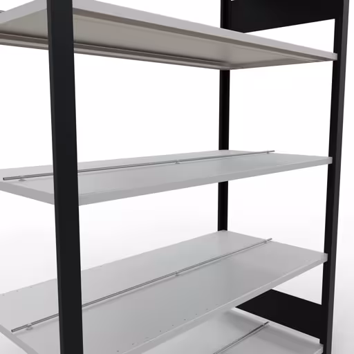 Étagère de base, étagère de bureau, système enfichable MULTIplus150, 1800 x 1300 x 600 mm, 5 étagères, avec butée centrale, noir/gris clair de la marque Schulte Lagertechnik de la gamme d'étagères de bureau