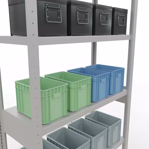 Figure n° 15 de l'article étagère de base, système d'étagères enfichables MULTIplus330, 2500 x 1000 x 400 mm, 6 étagères, gris clair RAL 7035 du groupe de produits système enfichable de la marque Schulte Lagertechnik