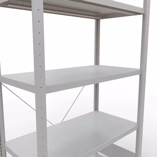 Scaffale base, scaffale, sistema a innesto MULTIplus330, 2000 x 1000 x 500 mm (AxLxP), 5 ripiani, traversa, RAL 7035 grigio chiaro di Schulte Lagertechnik della categoria Sistema a innesto