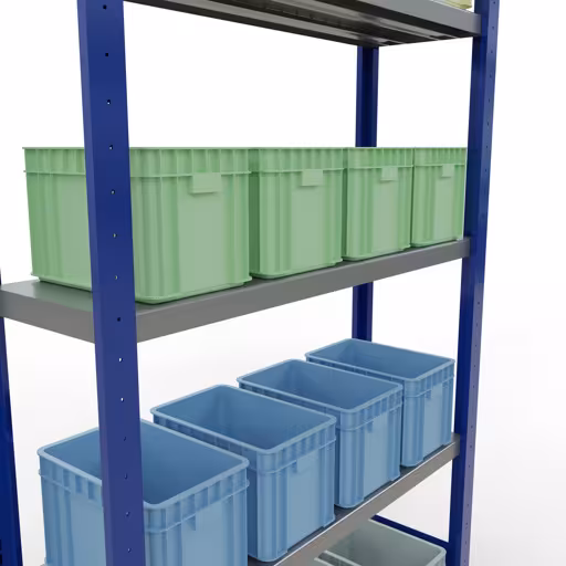 Figure n° 15 de l'article étagère de base, étagère, système enfichable MULTIplus250, 2000 x 1000 x 300 mm, 5 étagères, RAL 5010 bleu gentiane/galvanisé du groupe de produits système enfichable de Schulte Lagertechnik