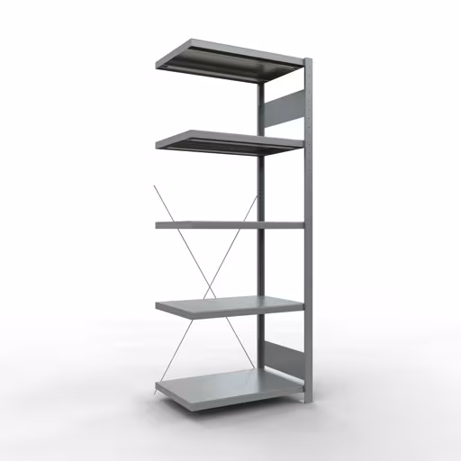 Rayonnage supplémentaire, étagère, système enfichable MULTIplus250, 2000 x 750 x 500 mm (HxLxP), 5 étagères, traverse, galvanisé, étagère supplémentaire, réf. 12955-75