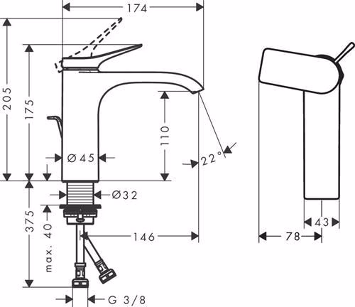 Hansgrohe Miscelatore monocomando per lavabo 110 VIVENIS con scarico a scomparsa cromo