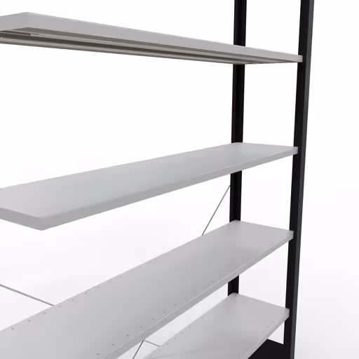 Figure n° 8 de l'article, étagère de bureau, système enfichable MULTIplus85, 2300 x 1300 x 300 mm, 7 étagères, traverse, sans barre d'arrêt, noir/gris clair du groupe de produits étagères de bureau de la marque Schulte Lagertechnik