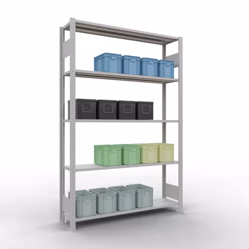 Étagère de base, étagère, système enfichable MULTIplus150, 2000 x 1300 x 300 mm, 5 étagères, gris clair RAL 7035 de Schulte Lagertechnik avec le réf. 32630-130-LR