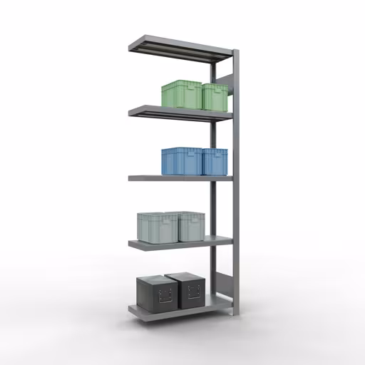 Scaffali aggiuntivi, scaffali, sistema a innesto MULTIplus250, 2000 x 750 x 300 mm (AxLxP), 5 ripiani, barre longitudinali, zincato della marca Schulte Lagertechnik della gamma dei sistemi a innesto