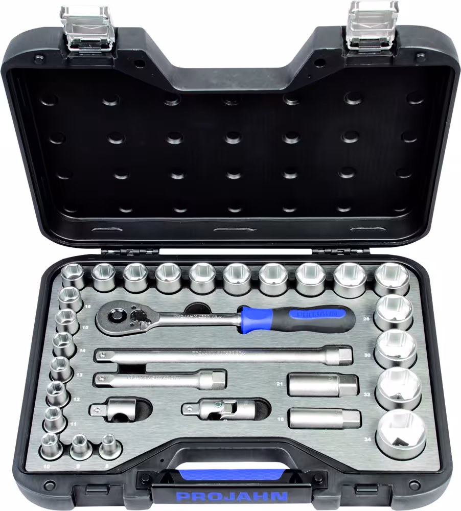 Image supplémentaire de l'article Coffret de clés à douilles professionnelles 1/2" PROJAHN 30 pièces composé de jeux de clés à douilles et de pièces détachées