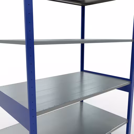 Immagine del prodotto n. 12 dell'articolo scaffale base, sistema a innesto per ripiani MULTIplus150, 2500 x 1300 x 800 mm, 6 ripiani, RAL 5010 blu genziana/zincato della gamma di prodotti per sistemi a innesto della marca Schulte Lagertechnik
