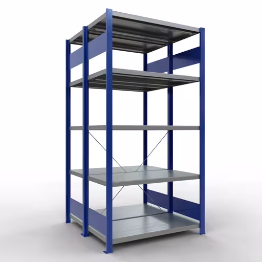 Figura n. 8 dell'articolo scaffale base, scaffale doppio, sistema di scaffali MULTIplus250, 2000 x 1000 x (2x500) mm (AxLxP), 2x5 ripiani, traversa, RAL 5010 blu genziana dal gruppo di prodotti scaffali della marca Schulte Lagertechnik