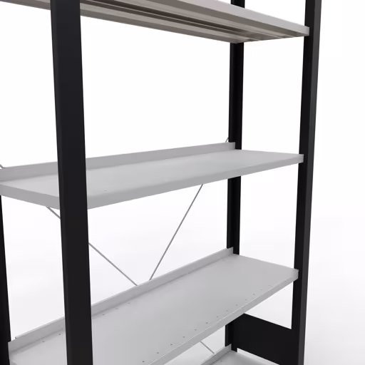 Scaffale Basic, scaffale per ufficio, sistema a innesto MULTIplus85, 1800 x 1000 x 300 mm (AxLxP), 5 ripiani, traversa, con listello di arresto, nero/grigio chiaro di Schulte Lagertechnik con l'articolo n. 36001-S