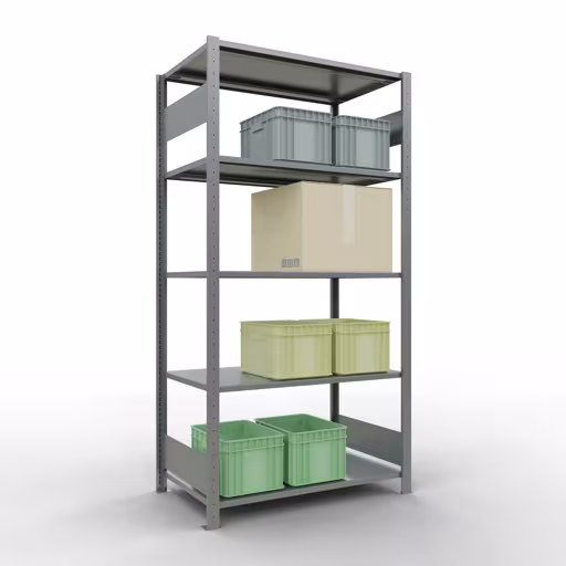 Scaffale base, scaffale, sistema a innesto MULTIplus85, 2000 x 1000 x 600 mm (AxLxP), 5 ripiani, barre longitudinali, zincato della marca Schulte Lagertechnik della gamma dei sistemi a innesto