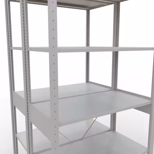 Image du produit n° 8 de l'article Étagère de base, étagère double, système d'étagère enfichable MULTIplus150, 2500 x 1000 x (2x500) mm, 2x6 étagères, traverse, RAL 7035 gris clair Figure n° 8 de l'article étagère de base, étagère double, système d'étagères enfichables MULTIplus150, 2500 x 1000 x (2x500) mm, 2x6 étagères, RAL 7035 gris clair du groupe de produits étagères de Schulte Lagertechnik.