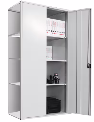 Armoire à portes battantes, 2000 x 1000 x 600 mm, gris clair RAL 7035/galvanisé, 5 étagères MULTIplus150 de Schulte Lagertechnik de la gamme de produits du système enfichable
