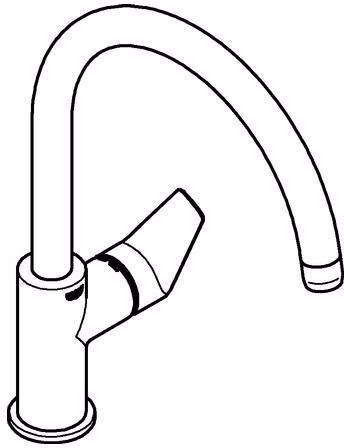 Technische Zeichnung 4080532 Miscelatore monocomando per lavello GROHE BauEdge 31367 bocca alta cromo