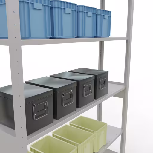 Étagère de base, étagère, système enfichable MULTIplus150, 2500 x 1300 x 300 mm, 6 étagères, gris clair RAL 7035 de Schulte Lagertechnik de la gamme de produits du système enfichable