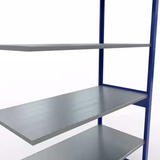 Immagine del prodotto n. 15 dell'articolo scaffale aggiuntivo, sistema a innesto per ripiani MULTIplus150, 2500 x 1300 x 600 mm, 6 ripiani, RAL 5010 blu genziana/zincato della gamma di prodotti per sistemi a innesto della marca Schulte Lagertechnik