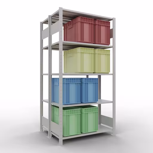 Étagère de base, étagère double, étagère, système enfichable MULTIplus150, 2000 x 1000 x (2x400) mm, 2x5 étagères, gris clair RAL 7035 de Schulte Lagertechnik avec le réf. 33140