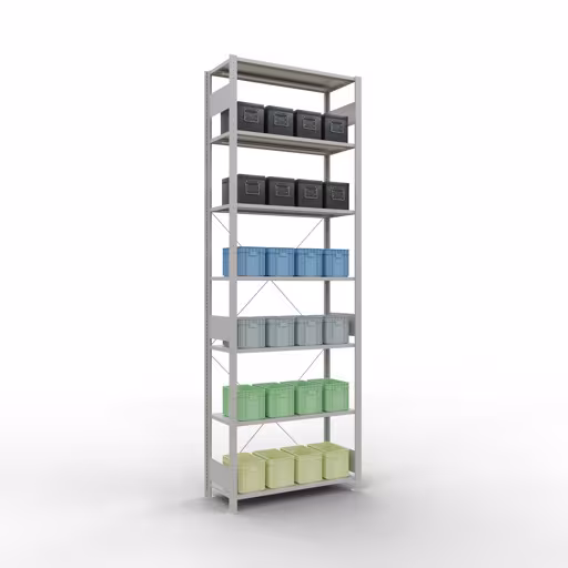 Figure n° 13 de l'article étagère de base, étagère, système enfichable MULTIplus85, 3000 x 1000 x 400 mm, 7 étagères, traverse, RAL 7035 gris clair du groupe de produits système enfichable de la marque Schulte Lagertechnik