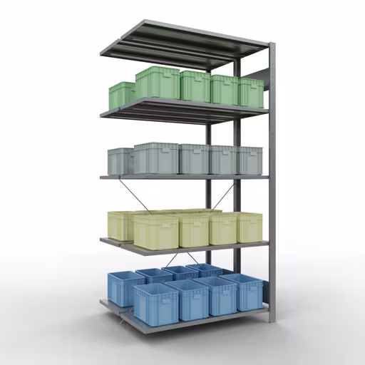 Figure n° 16 de l'article étagère complémentaire, étagère double, étagère à étagères, système enfichable MULTIplus150, 2000 x 1000 x (2x400) mm, 2x5 étagères, galvanisé du groupe de produits étagères à étagères de la marque Schulte Lagertechnik