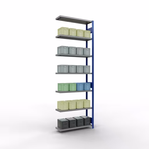 Figure n° 14 de l'article, système d'étagères enfichables MULTIplus330, 3000 x 1000 x 300 mm, 7 étagères, RAL 5010 bleu gentiane/galvanisé du groupe de produits système enfichable de Schulte Lagertechnik