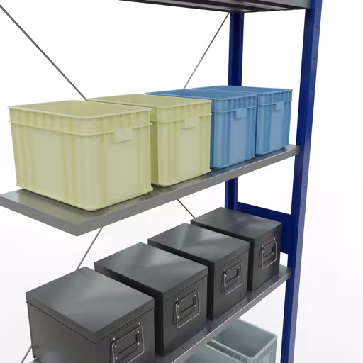 Immagine aggiuntiva dell'articolo Ripiano aggiuntivo, scaffale MULTIplus85 sistema a innesto, 3000 x 1000 x 300 mm (AxLxP), 7 ripiani, traversa, RAL 5010 blu genziana da ripiano aggiuntivo