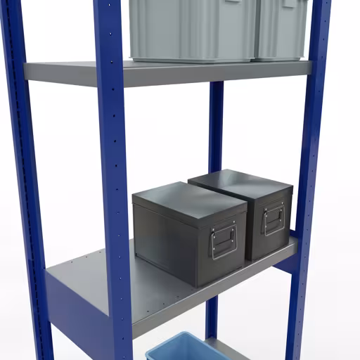 Figure n° 10 de l'article étagère de base, étagère, système enfichable MULTIplus250, 3000 x 750 x 400 mm, 7 étagères, RAL 5010 bleu gentiane/galvanisé/galvanisé du groupe de produits système enfichable de Schulte Lagertechnik