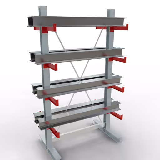 Figura n. 12 dell'articolo Scaffale completo K 3000, bilaterale, 2500 x 1300 x 400 mm, RAL 7001 / RAL 3000, 5 livelli di stoccaggio del gruppo di prodotti scaffalature cantilever della marca Schulte Lagertechnik