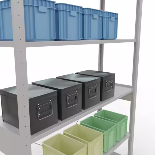 Image du produit n° 8 de l'article étagère de base du système enfichable 2500x1300x400 mm, type 150 kg, gris clair de la gamme de produits du système enfichable de Schulte Lagertechnik