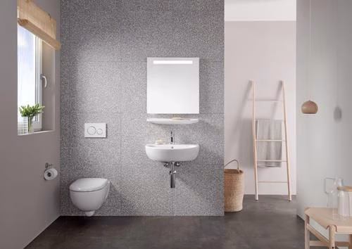 Geberit Renova, WC suspendu, chasse d'eau basse position, partiellement fermé, Rimfree, blanc