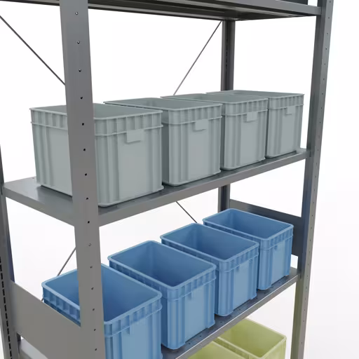 Figura n. 10 dell'articolo scaffale base, scaffale, sistema a innesto MULTIplus150, 3000 x 1000 x 400 mm (AxLxP), 7 ripiani, traversa, zincato del gruppo di prodotti sistema a innesto della marca Schulte Lagertechnik