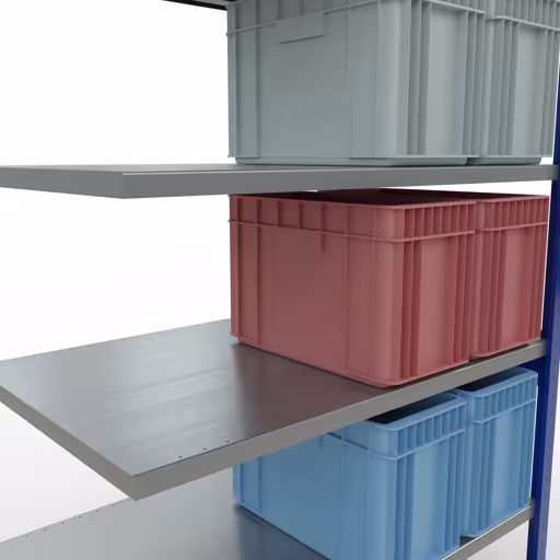 Figure n° 10 de l'article étagères complémentaires, étagères, système enfichable MULTIplus250, 2500 x 1300 x 800 mm, 6 étagères, RAL 5010 bleu gentiane/galvanisé du groupe de produits système enfichable de Schulte Lagertechnik
