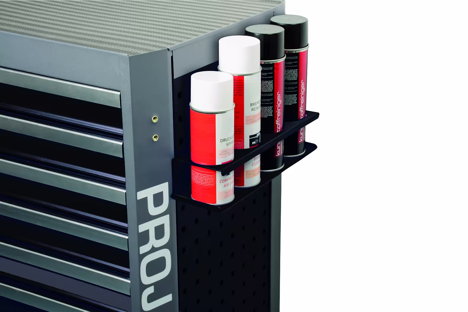 Accessoires chariot d'atelier avec trous carrés porte-canettes pour 4 canettes noir de PROJAHN Porte-boîtes, systèmes d'organisation et chariots d'atelier, réf. 5503-203