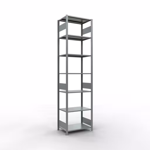Étagère de base, étagère, système enfichable MULTIplus150, 3000 x 750 x 500 mm (HxLxP), 7 étagères, barres de longueur, galvanisées, étagère de base, réf. 12752-75-LR