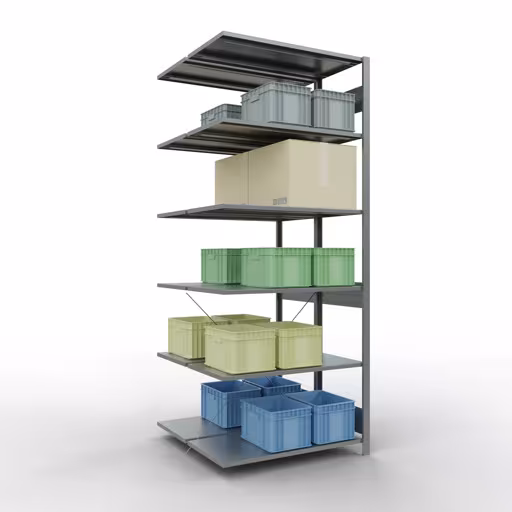 Scaffale aggiuntivo, scaffale doppio, sistema di scaffali MULTIplus150, 2500 x 1000 x (2x500) mm (AxLxP), 2x6 ripiani, traversa, zincato della marca Schulte Lagertechnik dal programma scaffali