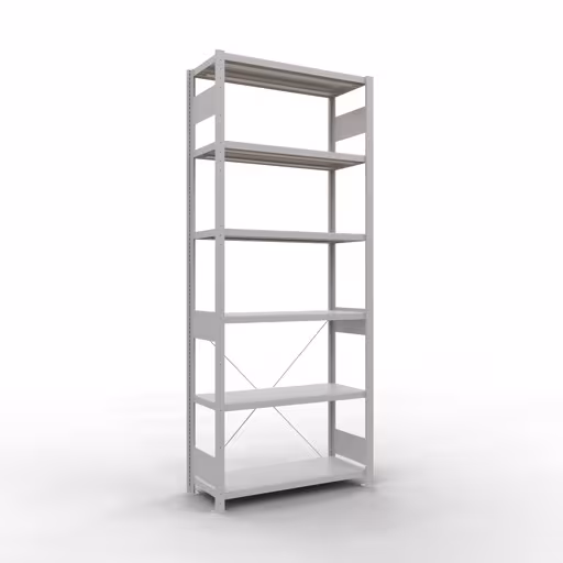Étagère de base, étagère, système enfichable MULTIplus330, 2500 x 1000 x 400 mm, 6 étagères, RAL 7035 gris clair de la marque Schulte Lagertechnik de la gamme de produits du système enfichable