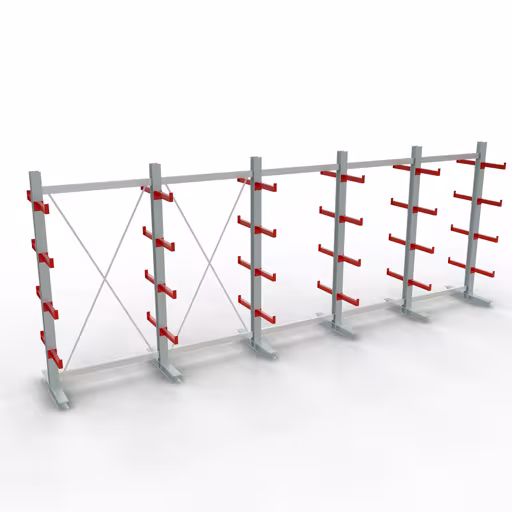 Figura n. 11 dell'articolo Scaffale completo K 3000, bilaterale, 2500 x 6500 x 400 mm, RAL 7001 / RAL 3000, 5 livelli di stoccaggio del gruppo di prodotti scaffalature cantilever della marca Schulte Lagertechnik