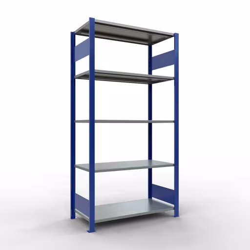 Figura n. 15 dell'articolo scaffale base, scaffale, sistema a innesto MULTIplus85, 2000 x 1000 x 500 mm (AxLxP), 5 ripiani, barre longitudinali, RAL 5010 blu genziana del gruppo di prodotti sistema a innesto della marca Schulte Lagertechnik