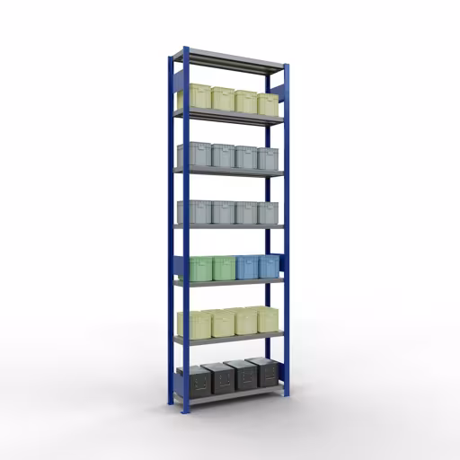 Figure n° 11 de l'article étagère de base, étagère, système enfichable MULTIplus330, 3000 x 1000 x 300 mm, 7 étagères, RAL 5010 bleu gentiane/galvanisé du groupe de produits système enfichable de Schulte Lagertechnik