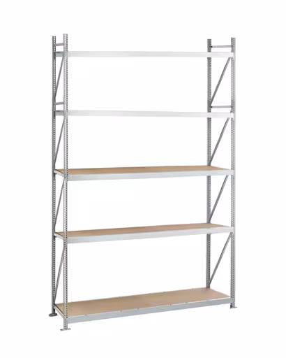 , étagère à grande portée WS 3000 avec panneaux de particules, 3000 x 2500 x 600 mm, galvanisée, 5 niveaux, de Schulte Lagertechnik de la gamme d'étagères à grande portée