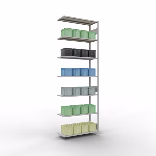 Rayonnage supplémentaire, rayonnage à étagères, système enfichable MULTIplus150, 3000 x 1000 x 400 mm, 7 étagères, gris clair RAL 7035 de Schulte Lagertechnik avec le réf. 32647-LR
